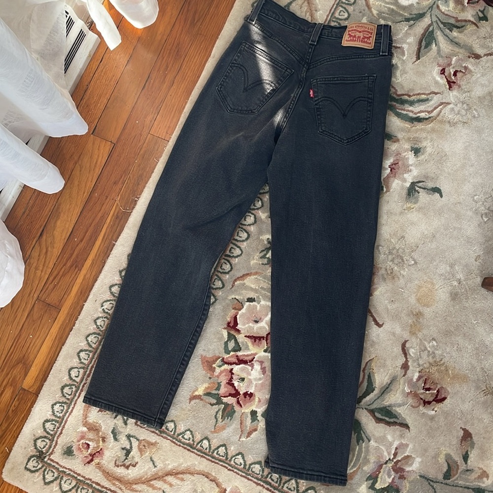 Levi’s Ribcage Straight Ankle Cropper Black Denim Jeans Size 25 Button Fly - Picture 6 of 6